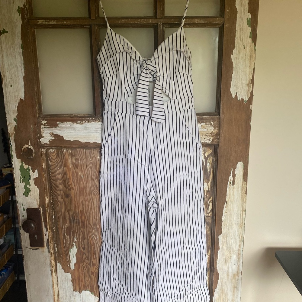 Main Strip Black and White Striped Jumpsuit